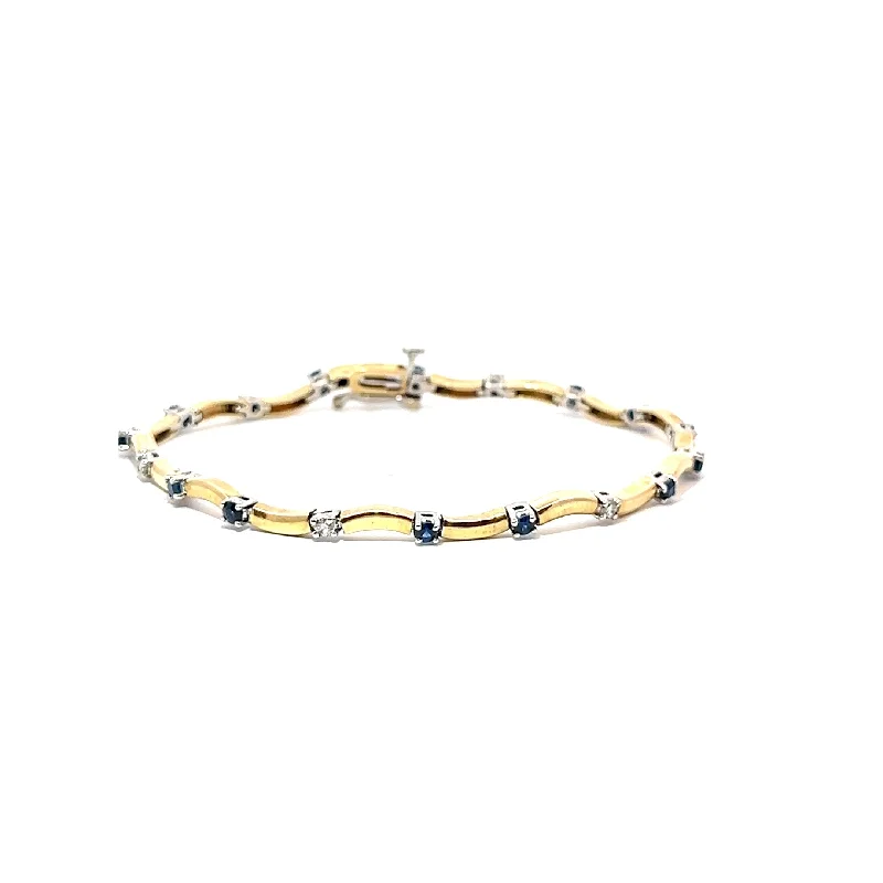 dainty birthstone ring for women Pre-Owned Sapphire and Diamond Wavy Bracelet