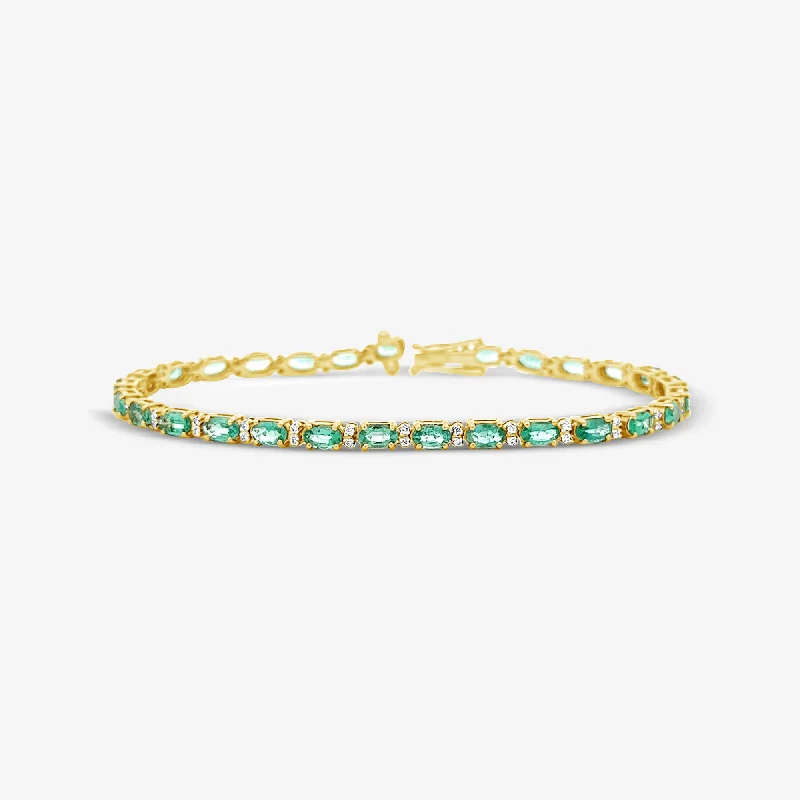 silver lotus flower earrings 4.85CT Emerald & Diamond Tennis Bracelet