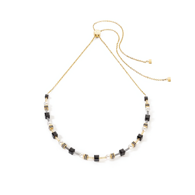 black onyx men’s signet ring Black Gold Cubes & Pearls Necklace