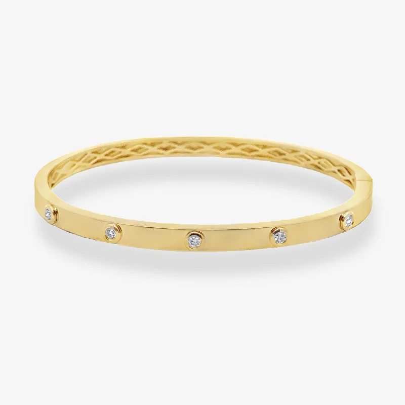 silver moon and star pendant 4mm Halfway Diamond Bangle Bracelet