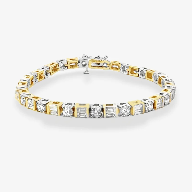 simple crystal pendant necklace 7.00CT 2 Tone Round & Baguette Tennis Bracelet