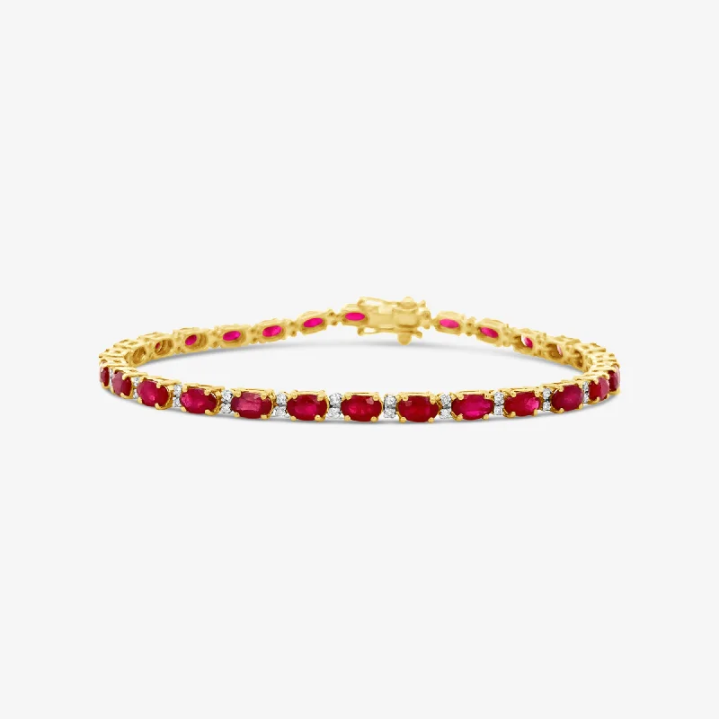 simple turquoise stud earrings 7.90CT Oval Ruby & Diamond Tennis Bracelet