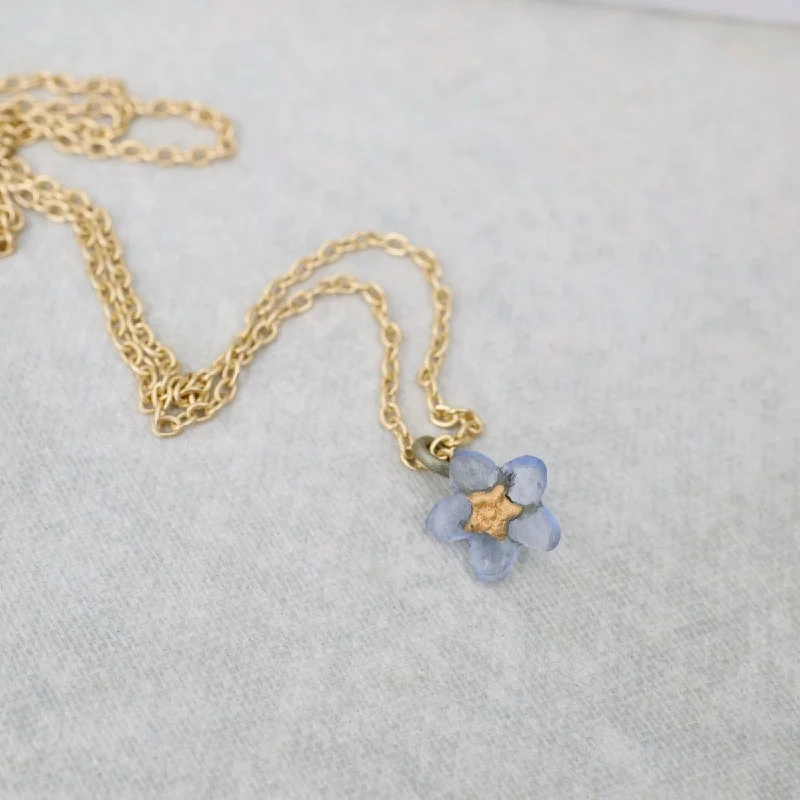 modern geometric gold ring Forget Me Not Single Flower Pendant Necklace