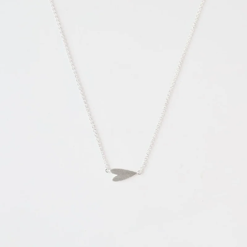 bold statement ring chunky Brushed Sterling Silver Small Sideways Heart Necklace