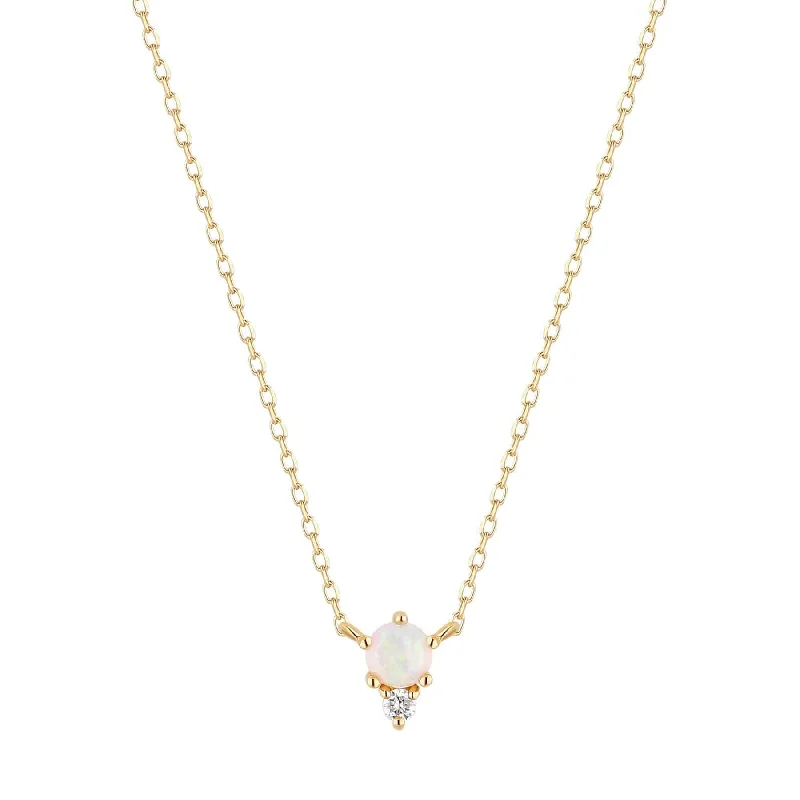 pearl and gold chain earrings Zena Opal and Diamond Necklace