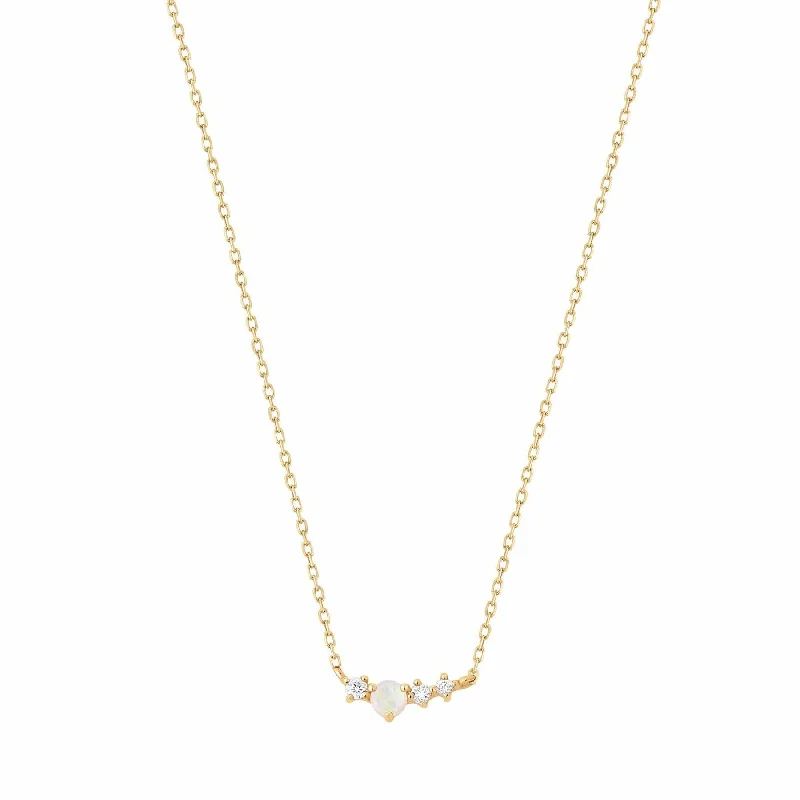 modern baguette diamond ring Venus Opal and Diamond Necklace