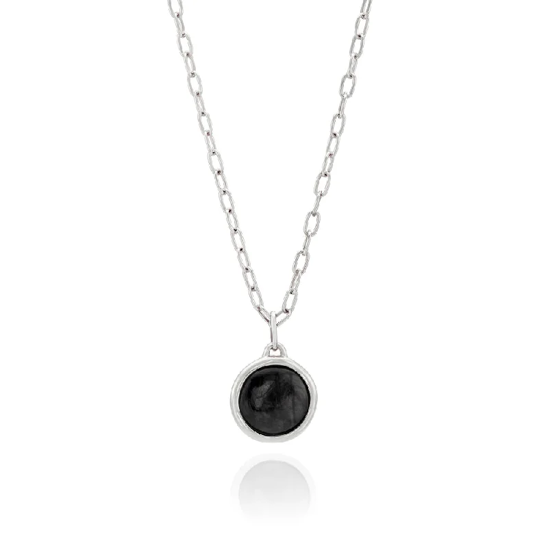 unique gemstone necklace handmade Anna Beck Large Wavy Hypersthene Pendant Necklace
