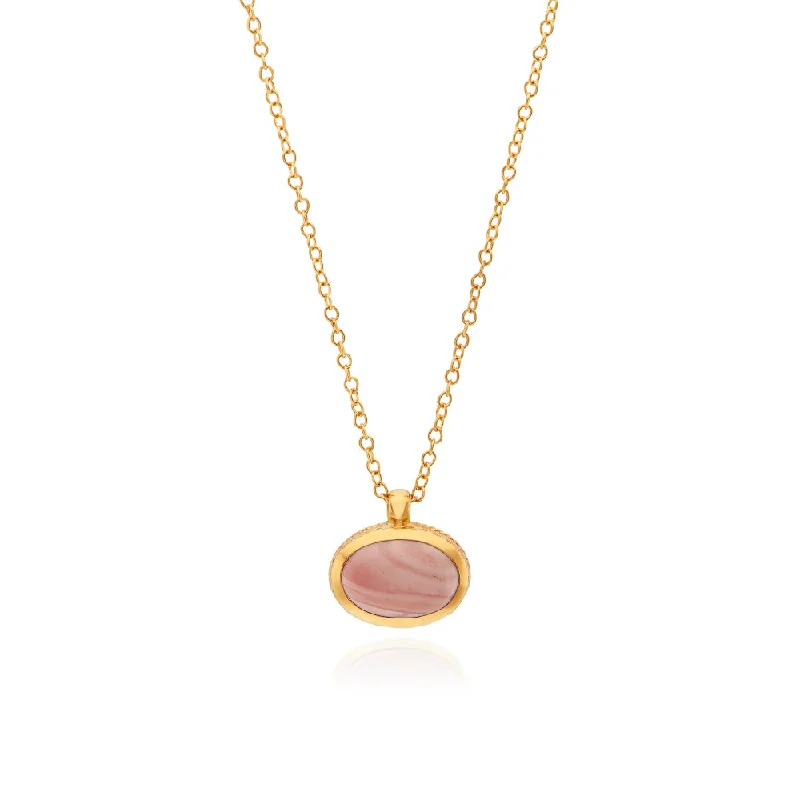 thin gold wire earrings Anna Beck Small Pink Opal Pendant Necklace