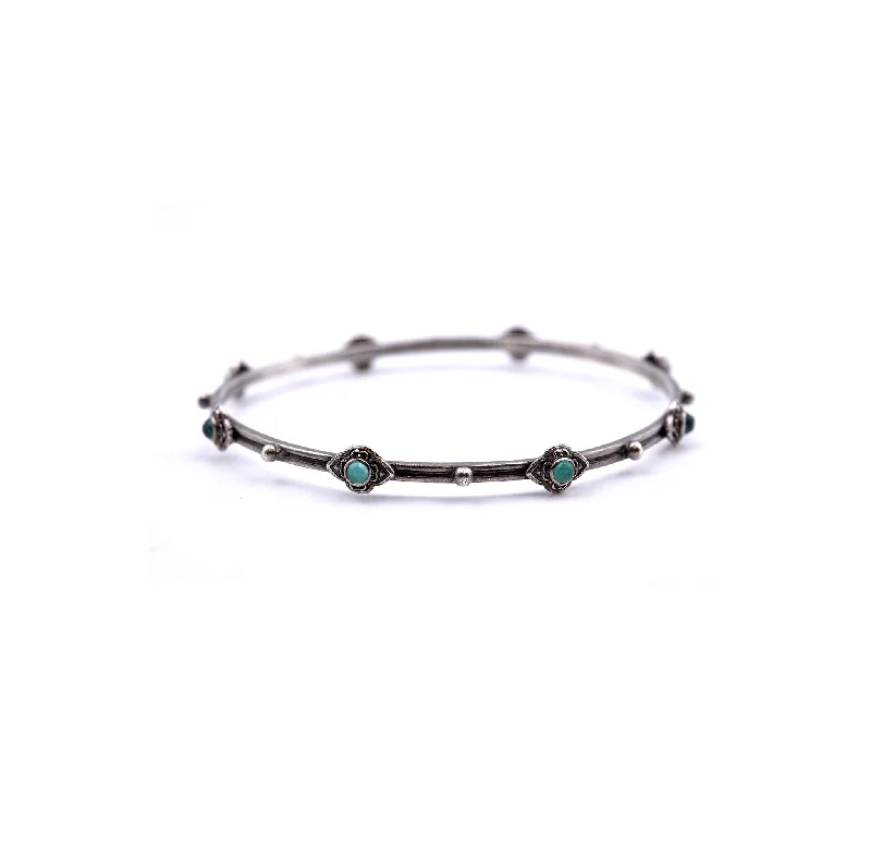 sterling silver lotus ring Armenta New World Sterling Silver and Malachite Bangle