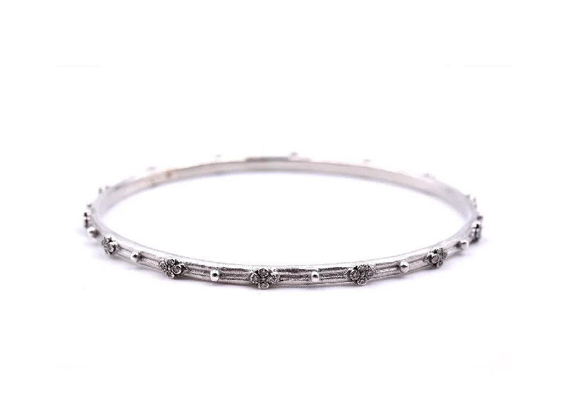 vintage platinum wedding band Armenta Sterling Silver Diamond Bangle Bracelet