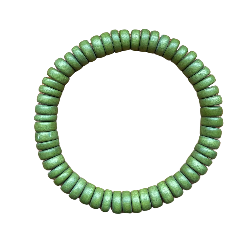 unique crystal bar necklace Avocado Green Wood Rondelle 8x4mm Bracelet