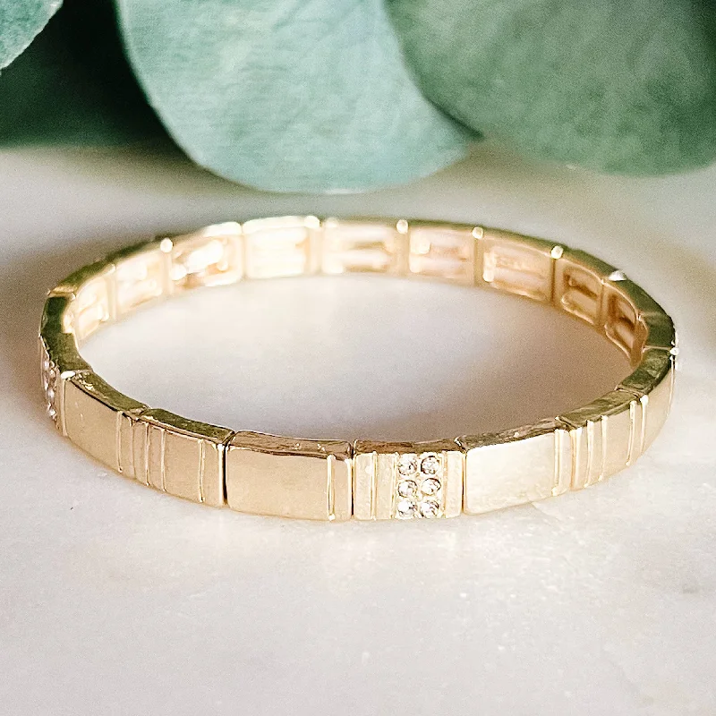vintage-inspired gold locket Gold Pave Chunky Tile Bracelet