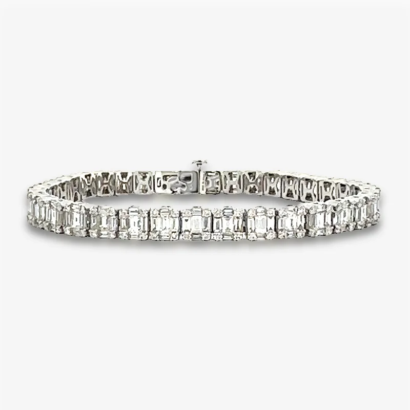 simple gold stacking rings Baguette & Round Invisible Set Tennis Bracelet