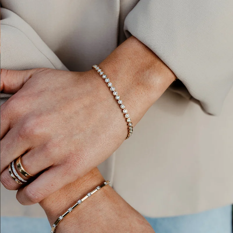 vintage rose gold engagement ring Bezel-Set Diamond Tennis Bracelet