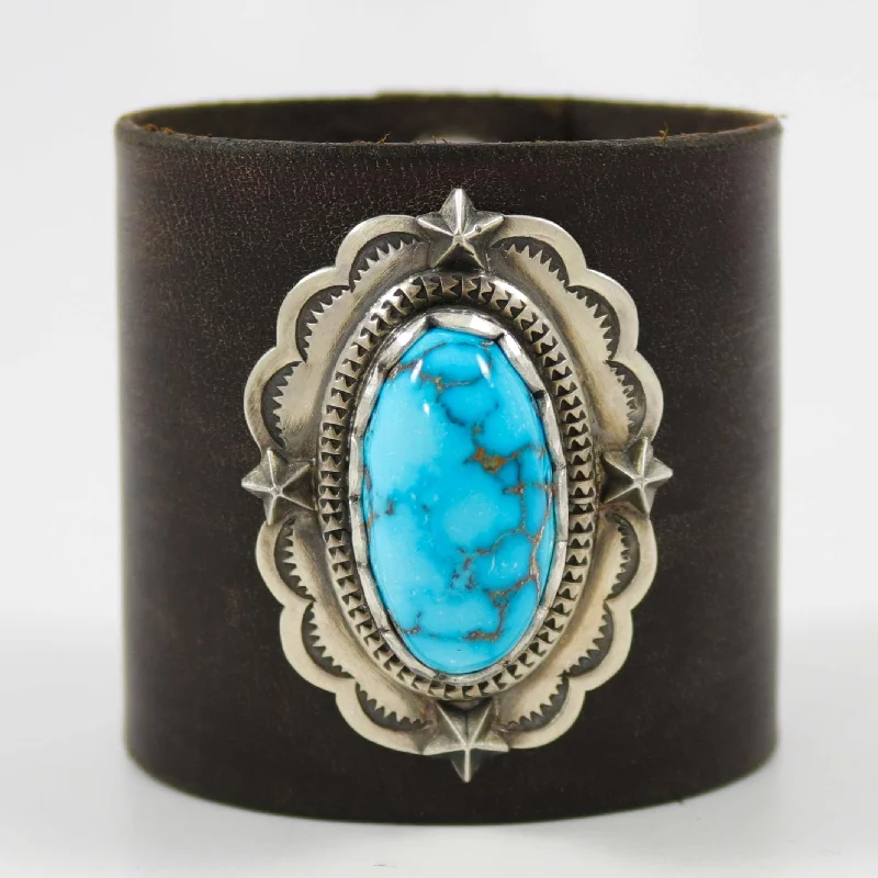 minimalist crystal quartz ring Bisbee Turquoise Leather Bracelet