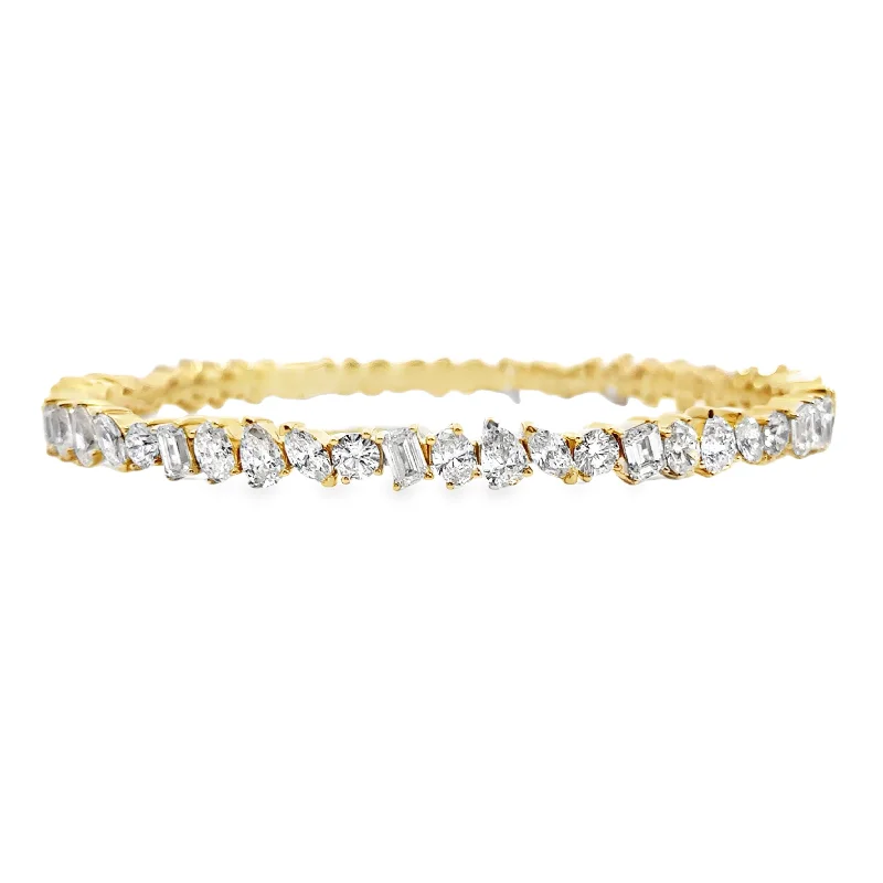 modern hexagon stud earrings Yellow Gold Multi-Shape Diamond Bangle Bracelet