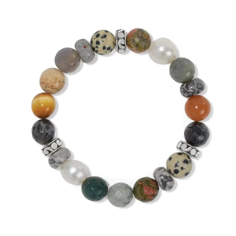 black opal engagement ring Brighton Contempo Desert Pearl Stretch Bracelet-Silver Multi