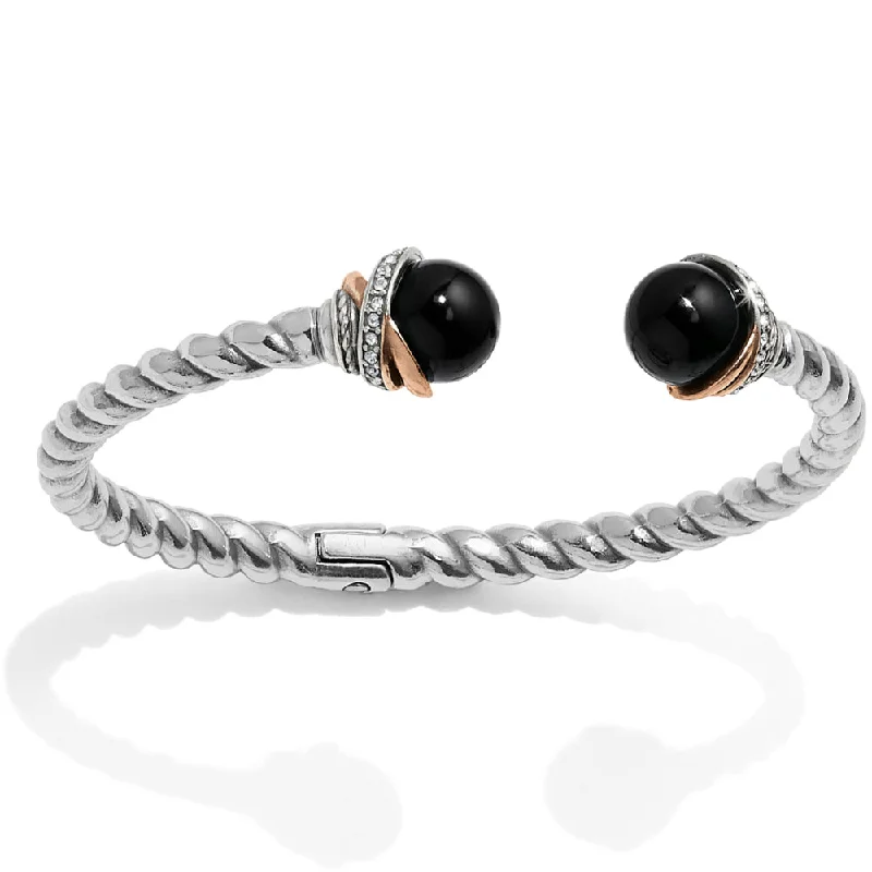 men’s silver ring with onyx Brighton Neptune's Rings Black Agate Open Hinged Bangle
