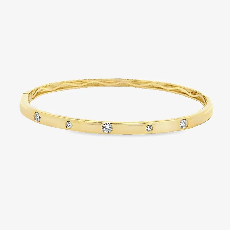 sterling silver toe ring set Burnished 5 Diamond 3.8mm Bangle Bracelet