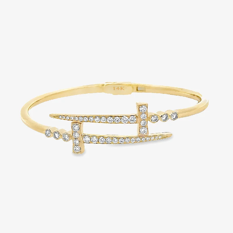 custom nameplate bracelet silver Bypass Diamond Sword Bracelet