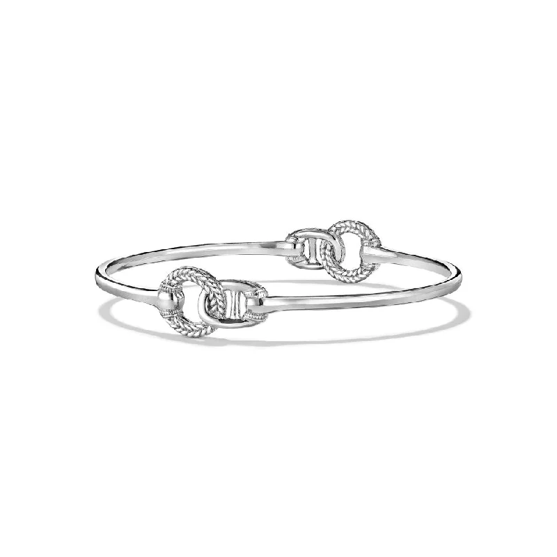 emerald-cut engagement ring halo Judith Ripka Vienna Interlocking Stack Bangle