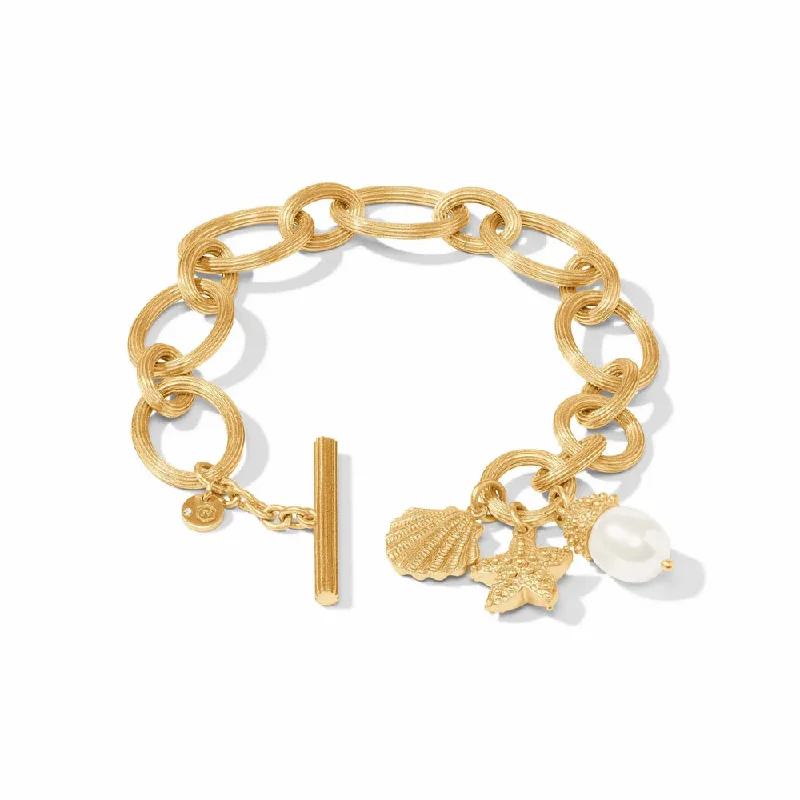 modern geometric gold ring Julie Vos Sanibel Charm Link Bracelet - Pearl