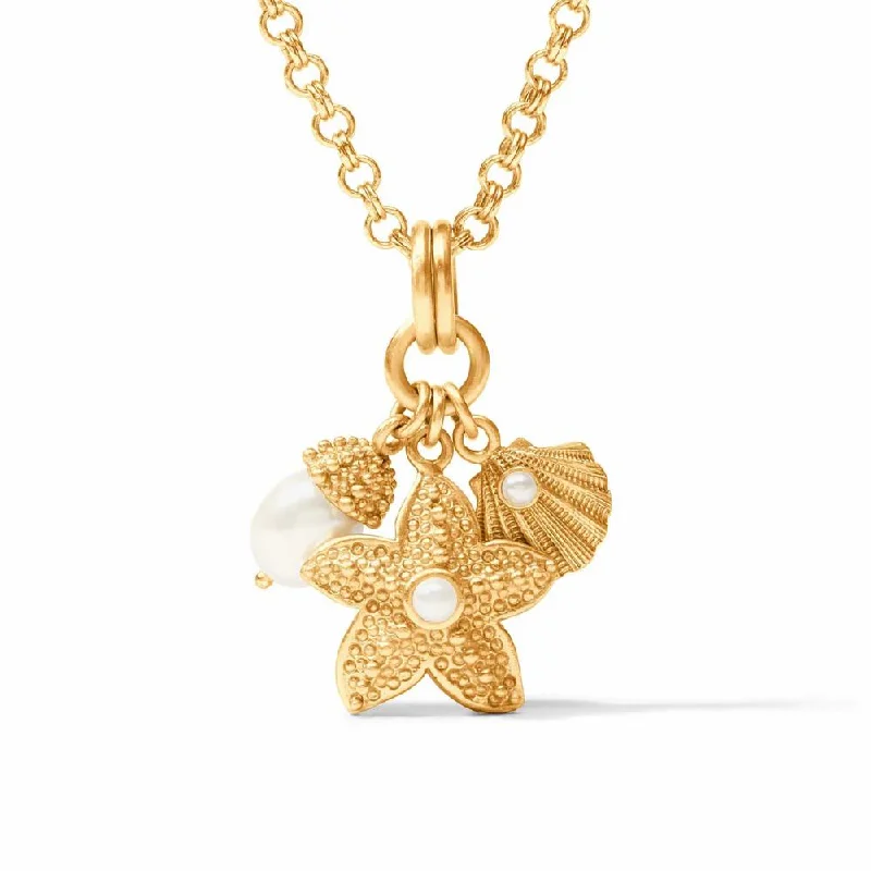 custom name necklace gold Julie Vos Sanibel Trio Charm Pendant - Pearl