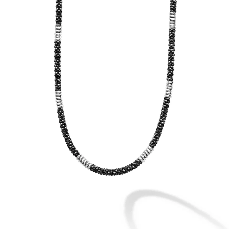 dainty butterfly pendant necklace Lagos Black Caviar Silver Station Ceramic Beaded Necklace