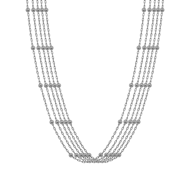 adjustable moon phase bracelet Sterling Silver 16-18" 5 Strand and Stationary Beaded Necklace