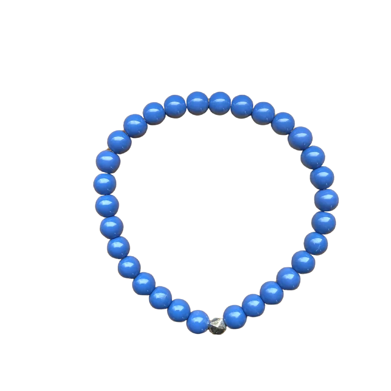 classic pearl bridal earrings Cornflower Blue 6mm Bracelet