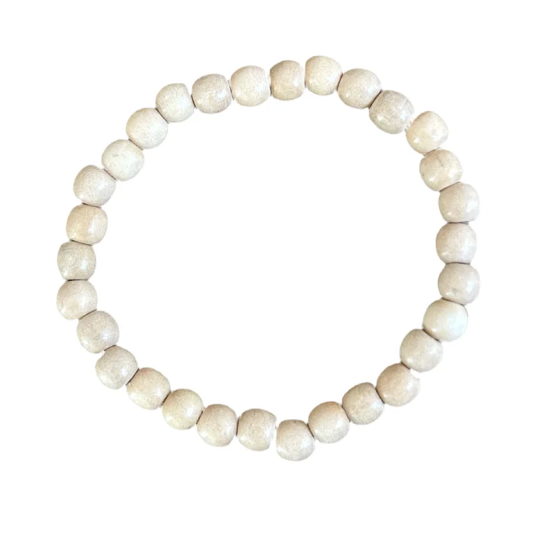 minimalist threader earrings gold Cream Wood 6mm Bracelet