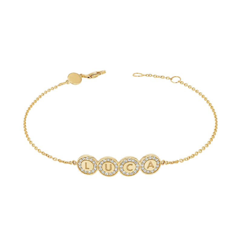 vintage-style floral brooch Custom Diamond Bubble Bracelet