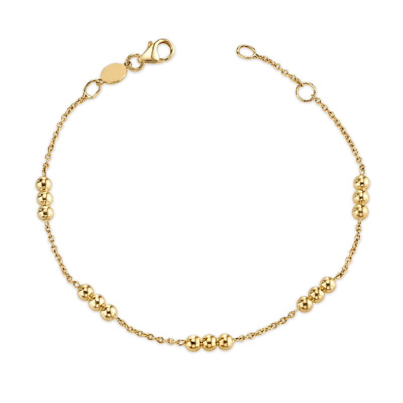 elegant pearl necklace with diamonds Dainty Triple Gold Bead Bracelet