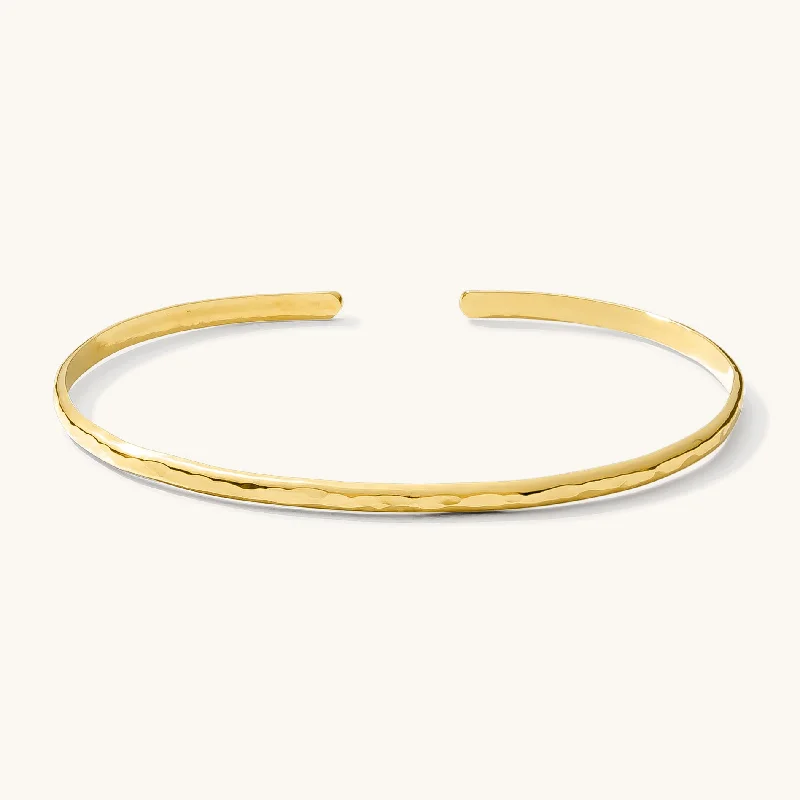 dainty gold chain ring Dainty Hammered Cuff Bracelet
