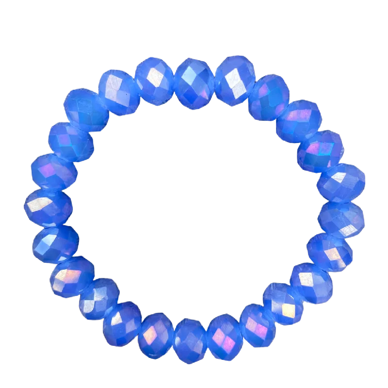 minimalist stacking rings set Dark Blue Calcedony AB Faceted Rondelle 10mm Bracelet