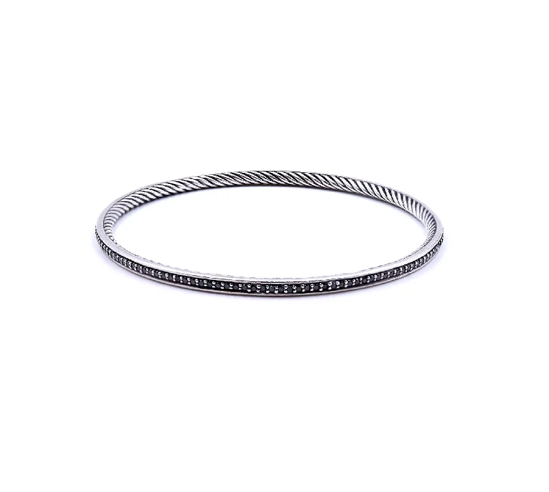 real opal engagement ring David Yurman Sterling Silver Black Diamond Cable Bangle Bracelet real opal engagement ring David Yurman Sterling Silver Black Diamond Cable Bangle Bracelet