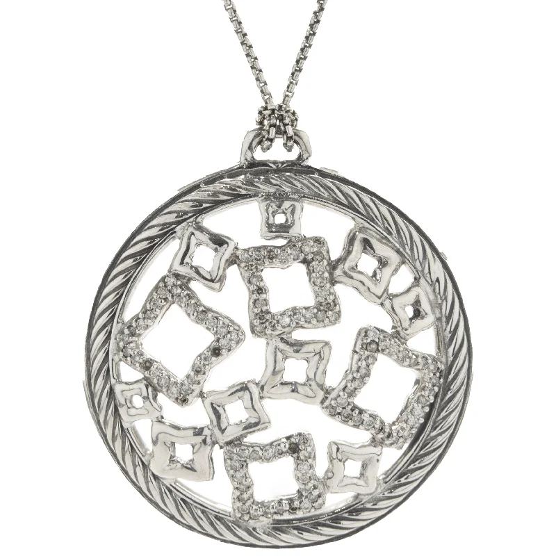gothic bat ring sterling silver David Yurman Sterling Silver Diamond Quatrefoil Disc Necklace