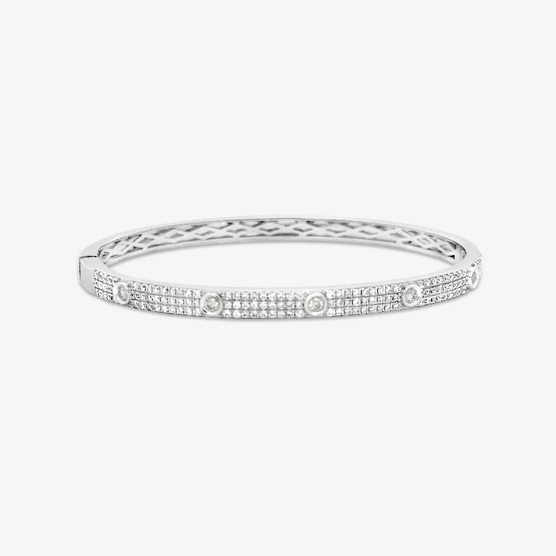 gold initial bracelet personalized Diamond & Pave Small Bangle Bracelet