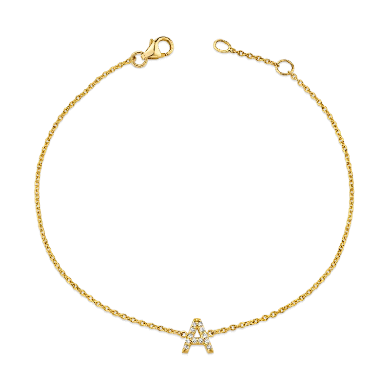 14k gold nose ring hoop Diamond Pave Letter Bracelet