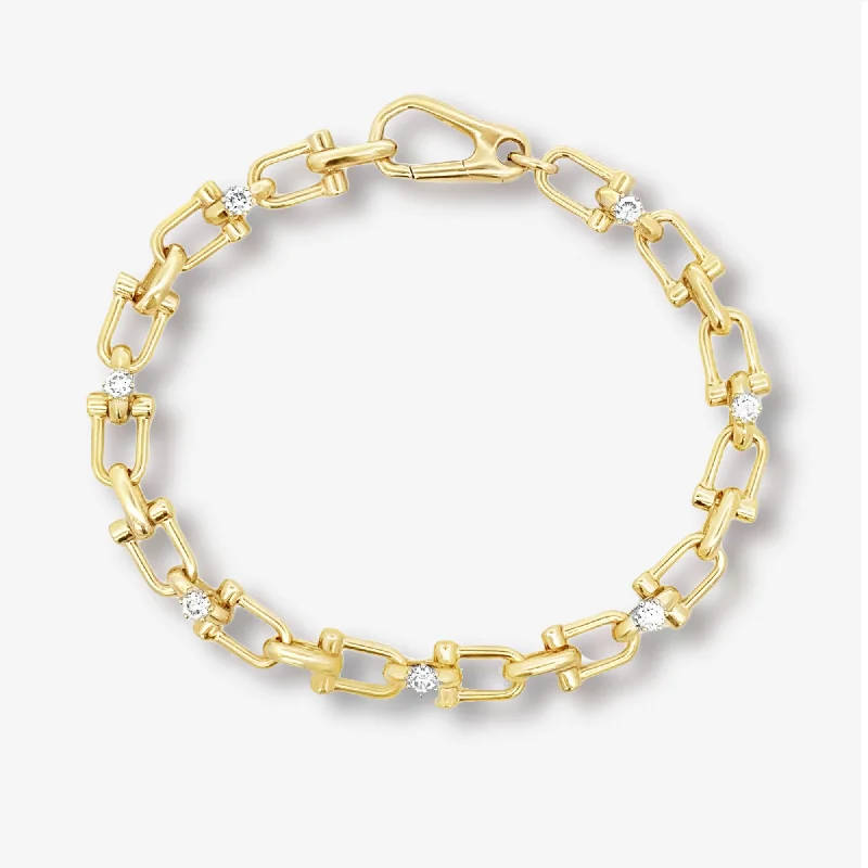 dainty gold chain earrings Diamond Solitaires Mini Bead U Link Bracelet