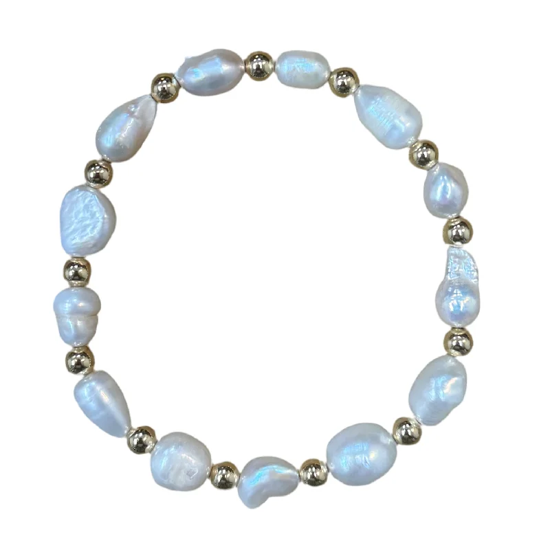 boho gemstone anklet Ellie Pearl and Gold Bracelet