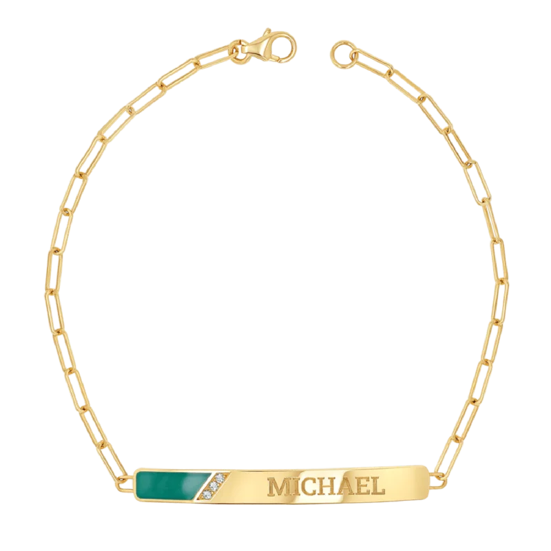 personalized couple’s keychain pendant Slash Engravable Bracelet with Diamond Accents