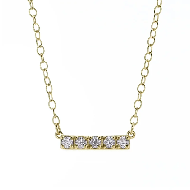 natural turquoise ring handmade enewton couture 14kt Gold and Diamond Significance Bar Necklace - Five Diamonds
