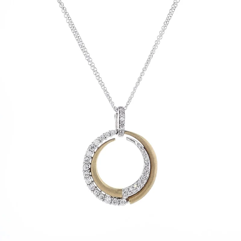 sterling silver infinity bracelet Estate 18k Two Tone Crescent Diamond Pendant Necklace