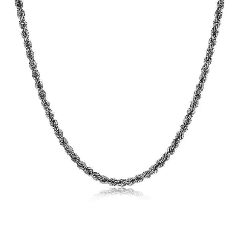 personalized gold bar necklace Ethos Sterling Silver 24" Lobster Clasp Rope Chain