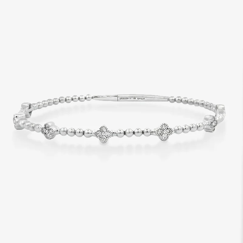 hammered gold stacking rings Floral Motif 0.45CT Diamond Flexible Bangle Bracelet