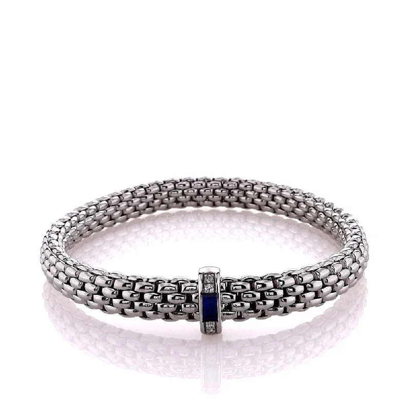vintage-style filigree bracelet Fope 18k White Gold Blue Sapphire and Diamond Bracelet