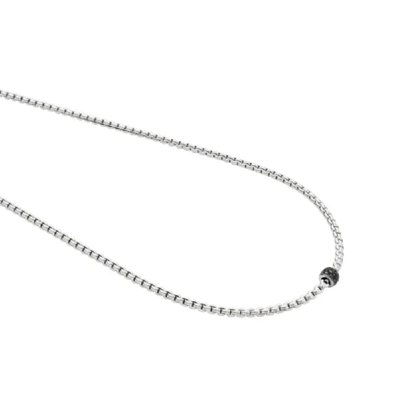 sterling silver charm anklet Fope Eka 18k Necklace with Black Diamond Station