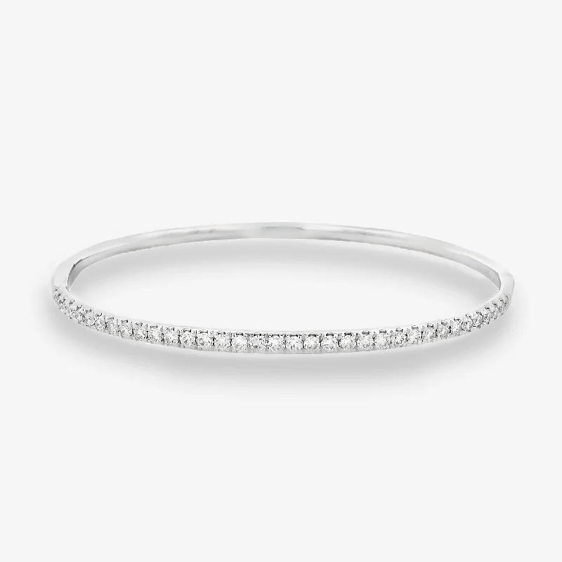 wedding band with diamonds French Set Classic 0.90CT Halfway Diamond 2.8MM Bangle Bracelet