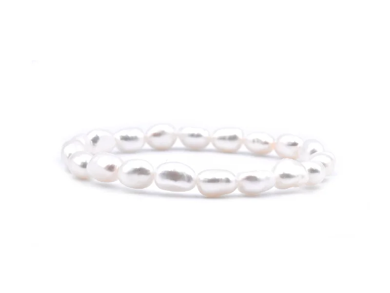 boho gemstone anklet Freshwater Cultured Potato Pearl Stretch Bracelet